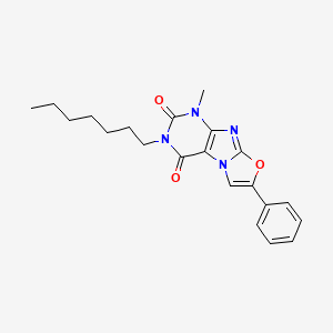 molecular formula C21H24N4O3 B2372030 3-heptyl-1-methyl-7-phenyloxazolo[2,3-f]purine-2,4(1H,3H)-dione CAS No. 899751-83-8