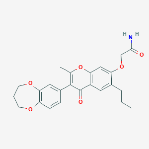 B2372039 2-((3-(3,4-dihydro-2H-benzo[b][1,4]dioxepin-7-yl)-2-methyl-4-oxo-6-propyl-4H-chromen-7-yl)oxy)acetamide CAS No. 610764-47-1