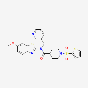 molecular formula C24H24N4O4S3 B2372046 N-(6-methoxybenzo[d]thiazol-2-yl)-N-(pyridin-3-ylmethyl)-1-(thiophen-2-ylsulfonyl)piperidine-4-carboxamide CAS No. 920353-68-0