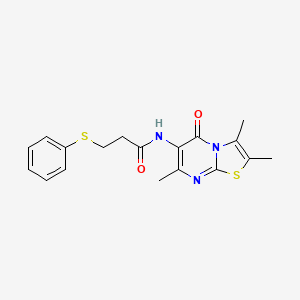 molecular formula C18H19N3O2S2 B2372049 3-(phenylthio)-N-(2,3,7-trimethyl-5-oxo-5H-thiazolo[3,2-a]pyrimidin-6-yl)propanamide CAS No. 1021040-05-0