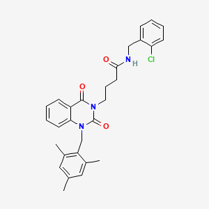 molecular formula C29H30ClN3O3 B2372058 N-[(2-chlorophenyl)methyl]-4-[2,4-dioxo-1-[(2,4,6-trimethylphenyl)methyl]quinazolin-3-yl]butanamide CAS No. 865655-62-5