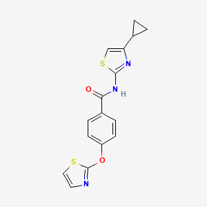 molecular formula C16H13N3O2S2 B2372064 N-(4-cyclopropyl-1,3-thiazol-2-yl)-4-(1,3-thiazol-2-yloxy)benzamide CAS No. 1903153-08-1