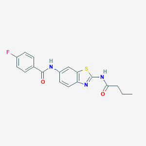 molecular formula C18H16FN3O2S B237212 N-[2-(butanoylamino)-1,3-benzothiazol-6-yl]-4-fluorobenzamide 