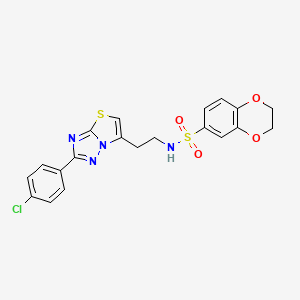 N-(2-(2-(4-chlorophenyl)thiazolo[3,2-b][1,2,4]triazol-6-yl)ethyl)-2,3-dihydrobenzo[b][1,4]dioxine-6-sulfonamide