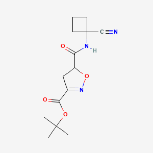 molecular formula C14H19N3O4 B2372139 Tert-butyl 5-[(1-cyanocyclobutyl)carbamoyl]-4,5-dihydro-1,2-oxazole-3-carboxylate CAS No. 1825690-37-6