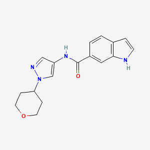 molecular formula C17H18N4O2 B2372140 N-(1-(tetrahydro-2H-pyran-4-yl)-1H-pyrazol-4-yl)-1H-indole-6-carboxamide CAS No. 1797638-93-7