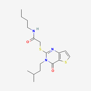 molecular formula C17H25N3O2S2 B2372154 N-butyl-2-{[3-(3-methylbutyl)-4-oxo-3,4-dihydrothieno[3,2-d]pyrimidin-2-yl]sulfanyl}acetamide CAS No. 1260925-34-5