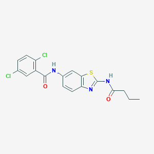 molecular formula C18H15Cl2N3O2S B237217 N-[2-(butyrylamino)-1,3-benzothiazol-6-yl]-2,5-dichlorobenzamide 