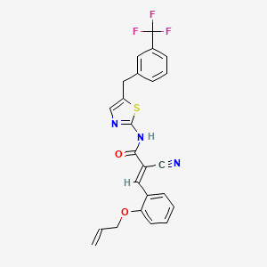 molecular formula C24H18F3N3O2S B2372179 (E)-2-cyano-3-(2-prop-2-enoxyphenyl)-N-[5-[[3-(trifluoromethyl)phenyl]methyl]-1,3-thiazol-2-yl]prop-2-enamide CAS No. 468771-83-7