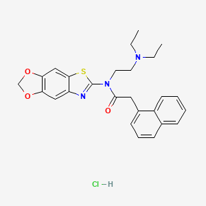 molecular formula C26H28ClN3O3S B2372186 N-([1,3]dioxolo[4',5':4,5]benzo[1,2-d]thiazol-6-yl)-N-(2-(diethylamino)ethyl)-2-(naphthalen-1-yl)acetamide hydrochloride CAS No. 1189872-64-7