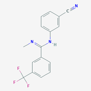molecular formula C16H12F3N3 B2372227 N-(3-cyanophenyl)-N'-methyl-3-(trifluoromethyl)benzenecarboximidamide CAS No. 339028-23-8