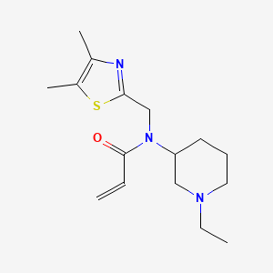 molecular formula C16H25N3OS B2372236 N-[(4,5-Dimethyl-1,3-thiazol-2-yl)methyl]-N-(1-ethylpiperidin-3-yl)prop-2-enamide CAS No. 2411243-40-6