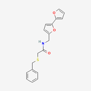 molecular formula C18H17NO3S B2372254 N-([2,2'-bifuran]-5-ylmethyl)-2-(benzylthio)acetamide CAS No. 2034563-58-9