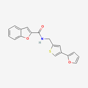 molecular formula C18H13NO3S B2372259 N-[[4-(Furan-2-yl)thiophen-2-yl]methyl]-1-benzofuran-2-carboxamide CAS No. 2380010-83-1