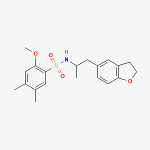 molecular formula C20H25NO4S B2372271 N-(1-(2,3-dihydrobenzofuran-5-yl)propan-2-yl)-2-methoxy-4,5-dimethylbenzenesulfonamide CAS No. 2034350-40-6