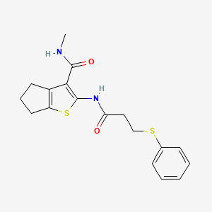 molecular formula C18H20N2O2S2 B2372281 N-methyl-2-(3-(phenylthio)propanamido)-5,6-dihydro-4H-cyclopenta[b]thiophene-3-carboxamide CAS No. 868965-71-3