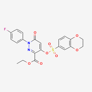Ethyl 4-(((2,3-dihydrobenzo[b][1,4]dioxin-6-yl)sulfonyl)oxy)-1-(4-fluorophenyl)-6-oxo-1,6-dihydropyridazine-3-carboxylate