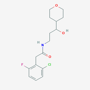 2-(2-chloro-6-fluorophenyl)-N-(3-hydroxy-3-(tetrahydro-2H-pyran-4-yl)propyl)acetamide