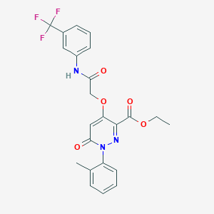 Ethyl 6-oxo-4-(2-oxo-2-((3-(trifluoromethyl)phenyl)amino)ethoxy)-1-(o-tolyl)-1,6-dihydropyridazine-3-carboxylate
