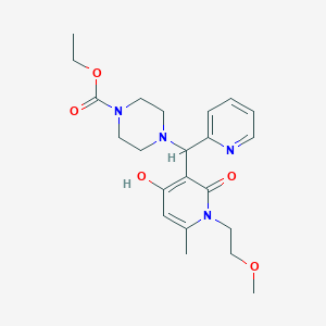 molecular formula C22H30N4O5 B2372364 Ethyl 4-((4-hydroxy-1-(2-methoxyethyl)-6-methyl-2-oxo-1,2-dihydropyridin-3-yl)(pyridin-2-yl)methyl)piperazine-1-carboxylate CAS No. 897735-58-9