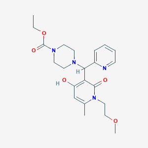 Ethyl 4-((4-hydroxy-1-(2-methoxyethyl)-6-methyl-2-oxo-1,2-dihydropyridin-3-yl)(pyridin-2-yl)methyl)piperazine-1-carboxylate