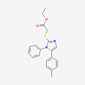 molecular formula C20H20N2O2S B2372370 ethyl 2-((1-phenyl-5-(p-tolyl)-1H-imidazol-2-yl)thio)acetate CAS No. 1206985-96-7