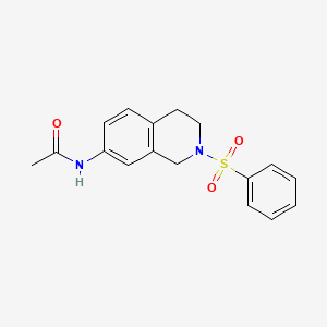 molecular formula C17H18N2O3S B2372377 N-(2-(phenylsulfonyl)-1,2,3,4-tetrahydroisoquinolin-7-yl)acetamide CAS No. 954683-51-3