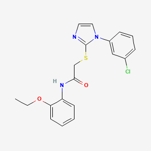 molecular formula C19H18ClN3O2S B2372387 2-[1-(3-chlorophenyl)imidazol-2-yl]sulfanyl-N-(2-ethoxyphenyl)acetamide CAS No. 851079-16-8