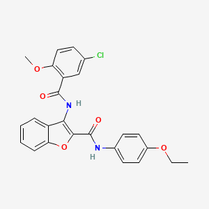 molecular formula C25H21ClN2O5 B2372397 3-(5-chloro-2-methoxybenzamido)-N-(4-ethoxyphenyl)benzofuran-2-carboxamide CAS No. 887888-94-0