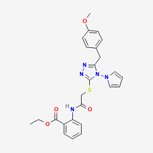 ethyl 2-[({[5-(4-methoxybenzyl)-4-(1H-pyrrol-1-yl)-4H-1,2,4-triazol-3-yl]sulfanyl}acetyl)amino]benzoate