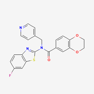 molecular formula C22H16FN3O3S B2372411 N-(6-fluorobenzo[d]thiazol-2-yl)-N-(pyridin-4-ylmethyl)-2,3-dihydrobenzo[b][1,4]dioxine-6-carboxamide CAS No. 923201-97-2