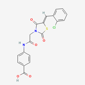 molecular formula C19H13ClN2O5S B2372418 (Z)-4-(2-(5-(2-chlorobenzylidene)-2,4-dioxothiazolidin-3-yl)acetamido)benzoic acid CAS No. 897617-85-5