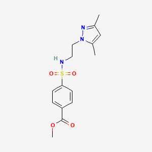 molecular formula C15H19N3O4S B2372425 methyl 4-(N-(2-(3,5-dimethyl-1H-pyrazol-1-yl)ethyl)sulfamoyl)benzoate CAS No. 1421585-23-0