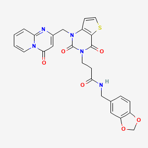 N-(1,3-benzodioxol-5-ylmethyl)-3-[2,4-dioxo-1-[(4-oxo-4H-pyrido[1,2-a]pyrimidin-2-yl)methyl]-1,4-dihydrothieno[3,2-d]pyrimidin-3(2H)-yl]propanamide