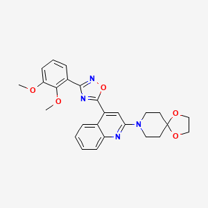 molecular formula C26H26N4O5 B2372434 8-{4-[3-(2,3-Dimethoxyphenyl)-1,2,4-oxadiazol-5-yl]quinolin-2-yl}-1,4-dioxa-8-azaspiro[4.5]decane CAS No. 1115897-64-7