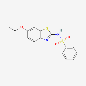 molecular formula C15H14N2O3S2 B2372438 N-(6-Ethoxy-2-benzothiazolyl)benzenesulfonamide CAS No. 15850-94-9; 870837-48-2
