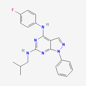 molecular formula C21H21FN6 B2372505 N4-(4-fluorophenyl)-N6-(2-methylpropyl)-1-phenyl-1H-pyrazolo[3,4-d]pyrimidine-4,6-diamine CAS No. 946217-93-2