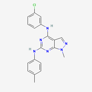 (3-Chlorophenyl){1-methyl-6-[(4-methylphenyl)amino]pyrazolo[4,5-e]pyrimidin-4-yl}amine