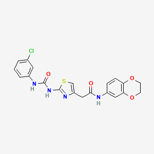 2-(2-(3-(3-chlorophenyl)ureido)thiazol-4-yl)-N-(2,3-dihydrobenzo[b][1,4]dioxin-6-yl)acetamide