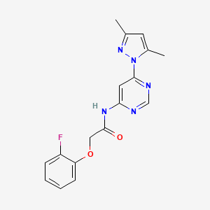 molecular formula C17H16FN5O2 B2372521 N-(6-(3,5-dimethyl-1H-pyrazol-1-yl)pyrimidin-4-yl)-2-(2-fluorophenoxy)acetamide CAS No. 1428365-60-9