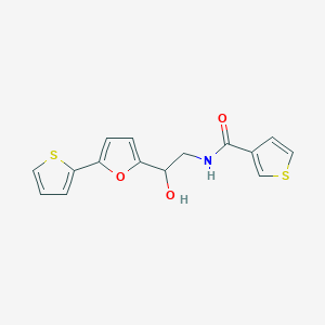 molecular formula C15H13NO3S2 B2372524 N-[2-Hydroxy-2-(5-thiophen-2-ylfuran-2-yl)ethyl]thiophene-3-carboxamide CAS No. 2309752-30-3