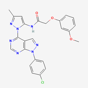 molecular formula C24H20ClN7O3 B2372538 N-(1-(1-(4-chlorophenyl)-1H-pyrazolo[3,4-d]pyrimidin-4-yl)-3-methyl-1H-pyrazol-5-yl)-2-(3-methoxyphenoxy)acetamide CAS No. 1007062-71-6