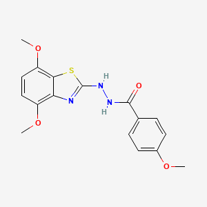 molecular formula C17H17N3O4S B2372542 N'-(4,7-dimethoxy-1,3-benzothiazol-2-yl)-4-methoxybenzohydrazide CAS No. 851987-93-4