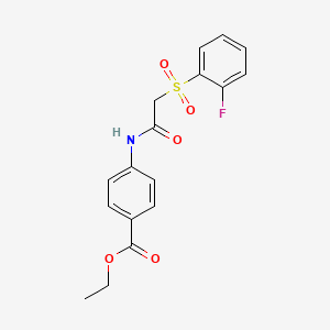 molecular formula C17H16FNO5S B2372556 Ethyl 4-({[(2-fluorophenyl)sulfonyl]acetyl}amino)benzoate CAS No. 1325304-62-8