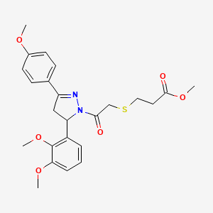 molecular formula C24H28N2O6S B2372578 methyl 3-({2-[5-(2,3-dimethoxyphenyl)-3-(4-methoxyphenyl)-4,5-dihydro-1H-pyrazol-1-yl]-2-oxoethyl}sulfanyl)propanoate CAS No. 403837-34-3
