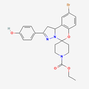 molecular formula C23H24BrN3O4 B2372580 Ethyl 9-bromo-2-(4-hydroxyphenyl)-1,10b-dihydrospiro[benzo[e]pyrazolo[1,5-c][1,3]oxazine-5,4'-piperidine]-1'-carboxylate CAS No. 941894-86-6