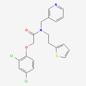 molecular formula C20H18Cl2N2O2S B2372583 2-(2,4-dichlorophenoxy)-N-(pyridin-3-ylmethyl)-N-(2-(thiophen-2-yl)ethyl)acetamide CAS No. 1396875-91-4