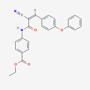 molecular formula C25H20N2O4 B2372597 Ethyl 4-[[(Z)-2-cyano-3-(4-phenoxyphenyl)prop-2-enoyl]amino]benzoate CAS No. 565181-62-6