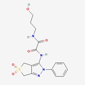molecular formula C16H18N4O5S B2372606 N1-(5,5-dioxido-2-phenyl-4,6-dihydro-2H-thieno[3,4-c]pyrazol-3-yl)-N2-(3-hydroxypropyl)oxalamide CAS No. 899733-02-9