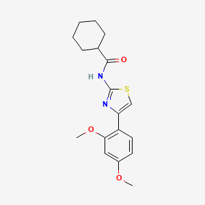 molecular formula C18H22N2O3S B2372608 N-[4-(2,4-dimethoxyphenyl)-1,3-thiazol-2-yl]cyclohexanecarboxamide CAS No. 476628-60-1
